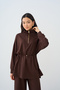 Women's Adjustable Waist Half-Zip Tracksuit Set Brown - 2