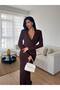 Women's Brown Sandy Deep Chest Decollete Maxi Dress - 3