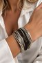 Gold, Silver, Rose Shiny Multi-Row Cross Design Magnetic Bracelet (18cm)
