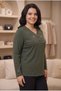Nergiz Combed Cotton Women's Large Size Long Sleeve Comfortable Fit Blouse - 3