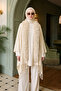 Women's Fur Detailed Poncho 18 Beige - 4