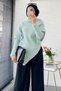 Premium Turtleneck Asymmetrical Cut Knitwear Blouse - Mint - 5