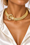 Gold Color Stone Moon and Star Detailed Wide Chain Design Necklace (40cm)