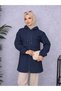 Hooded Zippered Raincoat Trench Coat Navy Blue - 2