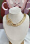 Gold Color Stone Moon and Star Detailed Wide Chain Design Necklace (40cm) - 3