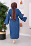 Brooch Button Detailed Denim Kimono Blue - 3