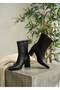 Women's Black Pointed Toe Thick Heeled Zippered Ankle Boots Stylish Daily Classic Shoes - 3