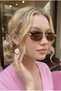 Sinemis Geometric Crystal Silver Framed Ultra Light Uv400 Filtered Smoked Anthracite Women's Sunglasses - 3