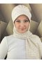 Tesettür Silver Crystal Stone Headband Hat - 4