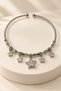 Adjustable Steel Bracelet Suitable for Young People and Children, Star Figured Zircon Stone Charm Model, Silver Color