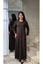 Women's Winter Shirted Long Dress Double Set - Gold Buttoned Jacket and Long Dress Set Tok Steel Knitted Fabric Maxi Dress - 2