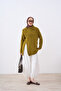 Women's Gold Zippered Knitwear Sweater Oil Green - 3