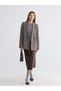 Beige Double-Breasted Collar Patterned Women's Blazer Jacket - 2