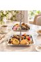 2-Tier Square Stainless Steel Serving Tray, Cookie Holder, Macaron Holder, Makeup Organizer, Jewelry Stand 17X12 cm
