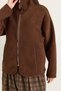 Women's Bitter Brown Stand Collar Pocket Detailed Ribbed Zippered Teddy Jacket 868 60286657 - 4