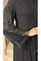 Women's Lace Detailed Long Dress - Lined, Stone Embellished Floral Motif Buttoned Dress - 3