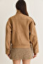 Women's Camel Viral Oversize High Collar Epaulet Detailed Faux Cashmere Coat 427 60286643 - 8