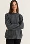 Women's Anthracite Textured Crew Neck Oversize Knit Sweater Tk261103 60286623 - 4