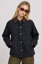 Contrast Collar Plaid Patterned Gabardine Jacket Lby0107 Dark Blue Green - 5