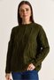 Women's Khaki Textured Crew Neck Oversize Knit Sweater Tk261103 60286623 - 4