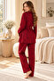 Rovella velvet collar detailed maternity and postpartum pajama set - 4