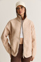 Women's Cream Patterned Stand Collar Pocket Detailed Ribbed Zippered Teddy Jacket 880 60286659 - 3