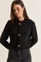 Women's Black Rose Formed Gold Button Detailed Crew Neck Knitwear Cardigan Th261073 60286605 - 4