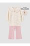 Rmz Gi̇yi̇m Farkiyla Floral Baby Girl Blouse and Ribbed Pants Set