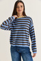 Women's Striped Crew Neck Loose Mercerized Knitwear Sweater Tk261165 60286636 - 3
