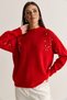 Women's Red Stone Embroidered Crew Neck Oversize Knitwear Sweater Tk261001 60286630 - 5
