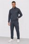 Men's Stand Collar Full Zipper Pocket Diving Fabric Tracksuit Set - 2