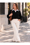 Women's Hair Braided V-Neck Shirt Collar Knitwear Sweater Cty-Şml-265006 - 3