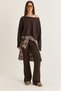 Women's Bitter Coffee Boat Neck Loose Blouse High Waist Spanish Flare Pants Modal Basic Set 12281 60286556