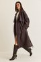 Women's Brown Windbreaker Detailed Epaulet Belted Oversize Lined Trench Coat 2020 60286525