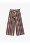 Cotton Pocketed Striped Spanish Flare Denim Trousers - 2