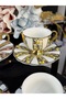 6 Persons Colorful Imported Hand Painted Coffee Cup Set 90 ml - 8
