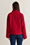 Women's Red Button Detailed Stand Collar Lined Pocket Trench Coat 2833 60286464 - 8