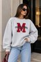Women's Oversize Crew Neck Printed Long Sleeve Sweatshirt