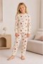 Girl's 100% cotton cream strawberry patterned pajama set