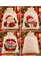 Christmas Gift Pouch Drawstring Cloth Pouch Santa Claus Snowman Deer Printed New Year Gift Bag 20X14 Large Size - 4