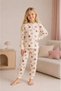Girl's 100% cotton cream strawberry patterned pajama set - 2