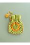 Handmade Knitted Daisy Flower Motif Drawstring Mini Pouch and Jewelry Pouch - 4