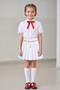 Girls' Short-Sleeved Lace Red Ribbon Shirt Yellow Chain White Pleated Skirt April 23 October 29 Performance Outfit - 2