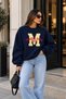 Women's Oversize Crew Neck Printed Long Sleeve Sweatshirt