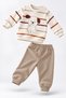 Baby Set Dog Patterned Striped 2-Piece Set Long Sleeve Top and Bottom Seasonal Set - 6