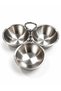 3-Compartment Breakfast Serving Dish with Handle, Silver Color Metal Olive Bowl, Jam Bowl and Cheese Bowl Serving Bowl - 2