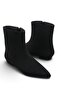 Women's Black Suede Pointed Toe Low Heel Zippered Casual Office and Winter Boots - 4