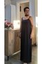 Black Ankle-Length Viscose Dress with Rope Straps and Combed Cotton Fabric - 3
