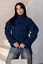 Zr Women's Stand Collar Belted Short Lined Comfortable Fit Navy Blue Cashmere Coat