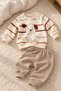 Baby Set Dog Patterned Striped 2-Piece Set Long Sleeve Top and Bottom Seasonal Set